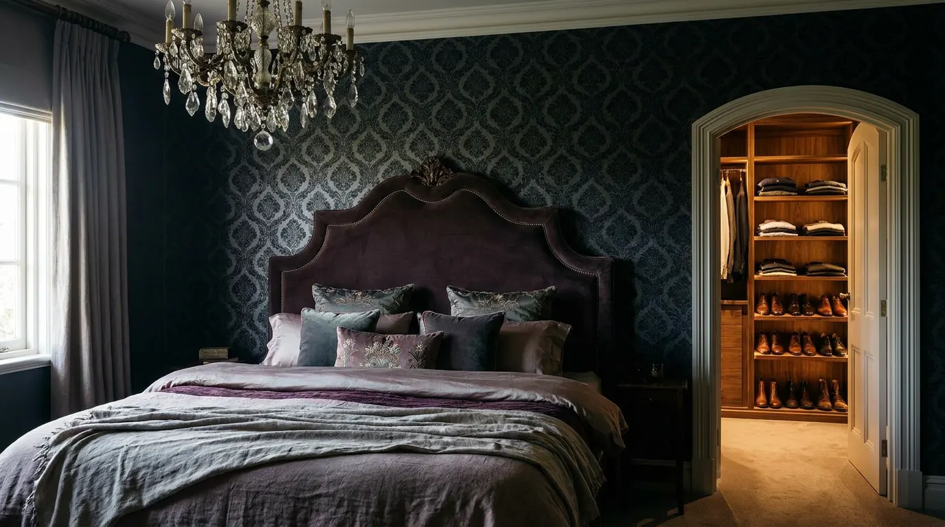Dressed bedroom & walk-in wardrobe